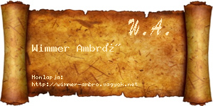 Wimmer Ambró névjegykártya